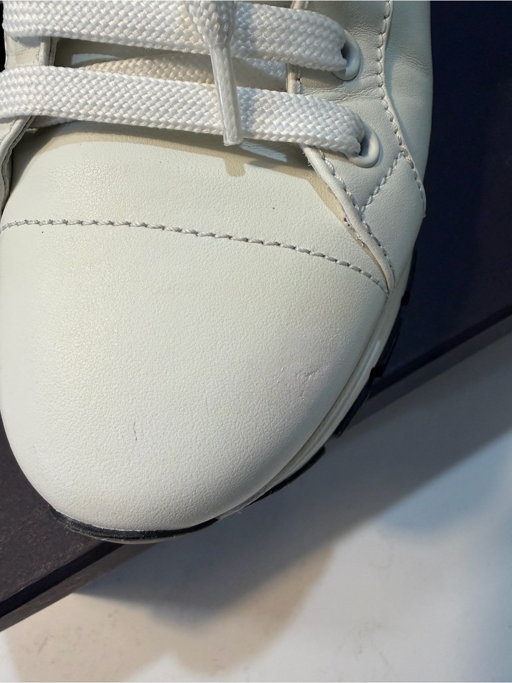Prada America's Cup Leather and Fabric Sneakers White & Black EU 38.5 - Picture 10 of 11